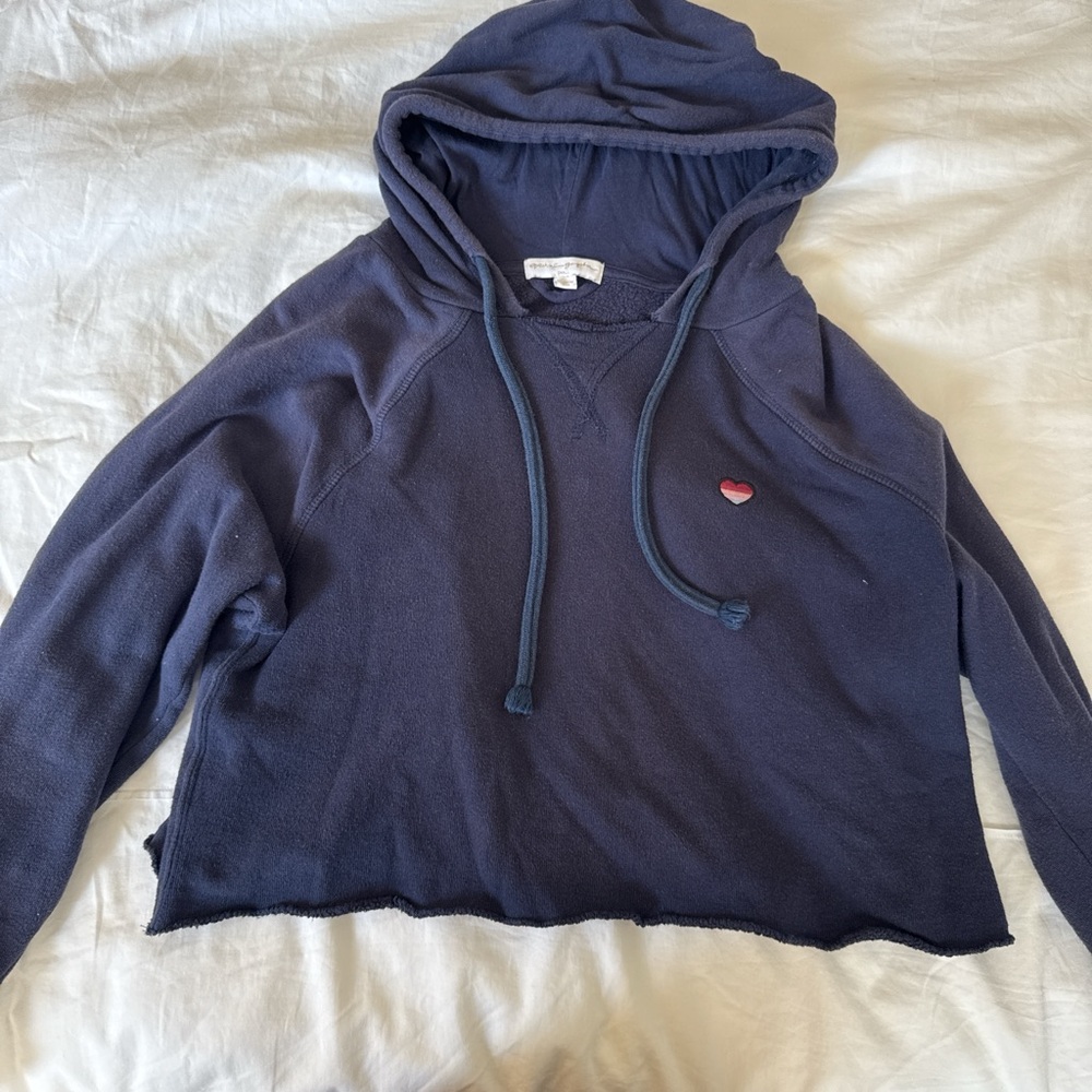 Spiritual Gangster Blue Relaxed Crop Hoodie